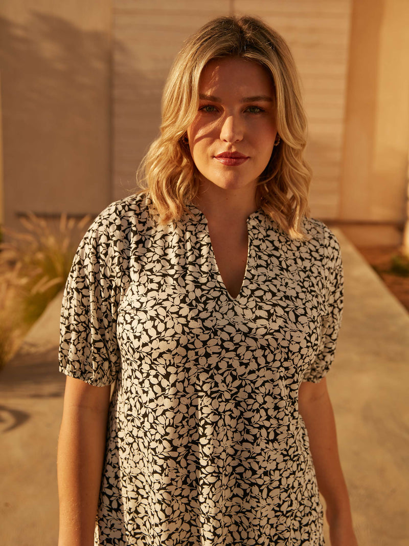 Mono Floral Jersey Blouse