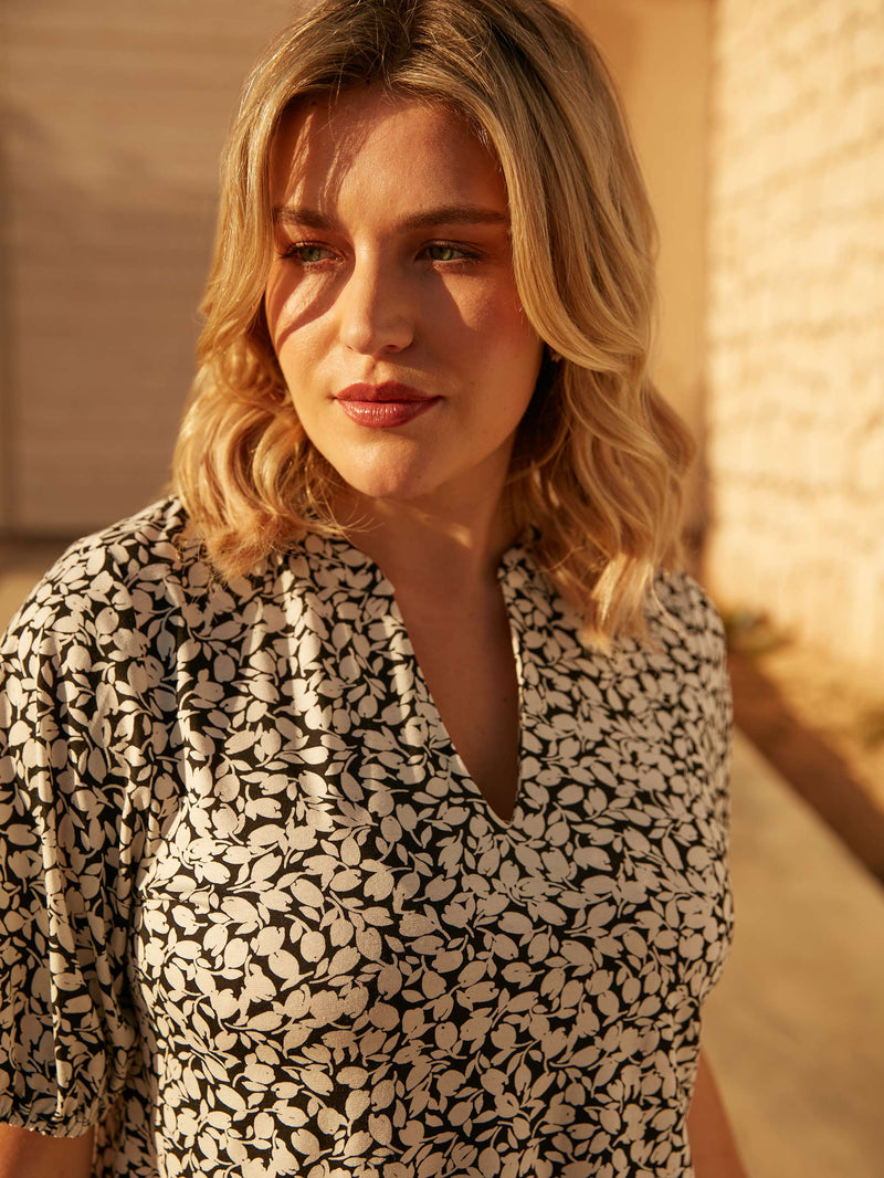 Mono Floral Jersey Blouse