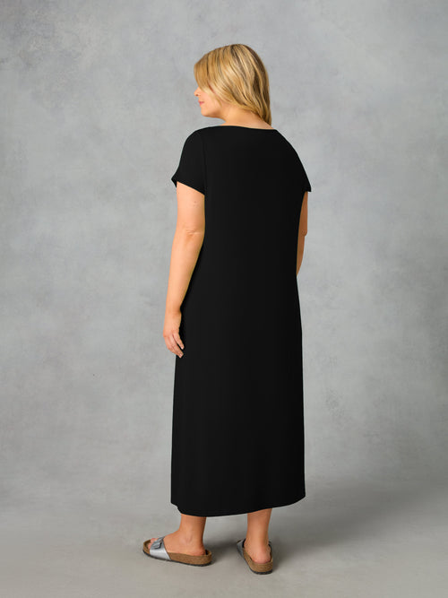 Black Jersey Midaxi T-Shirt Dress