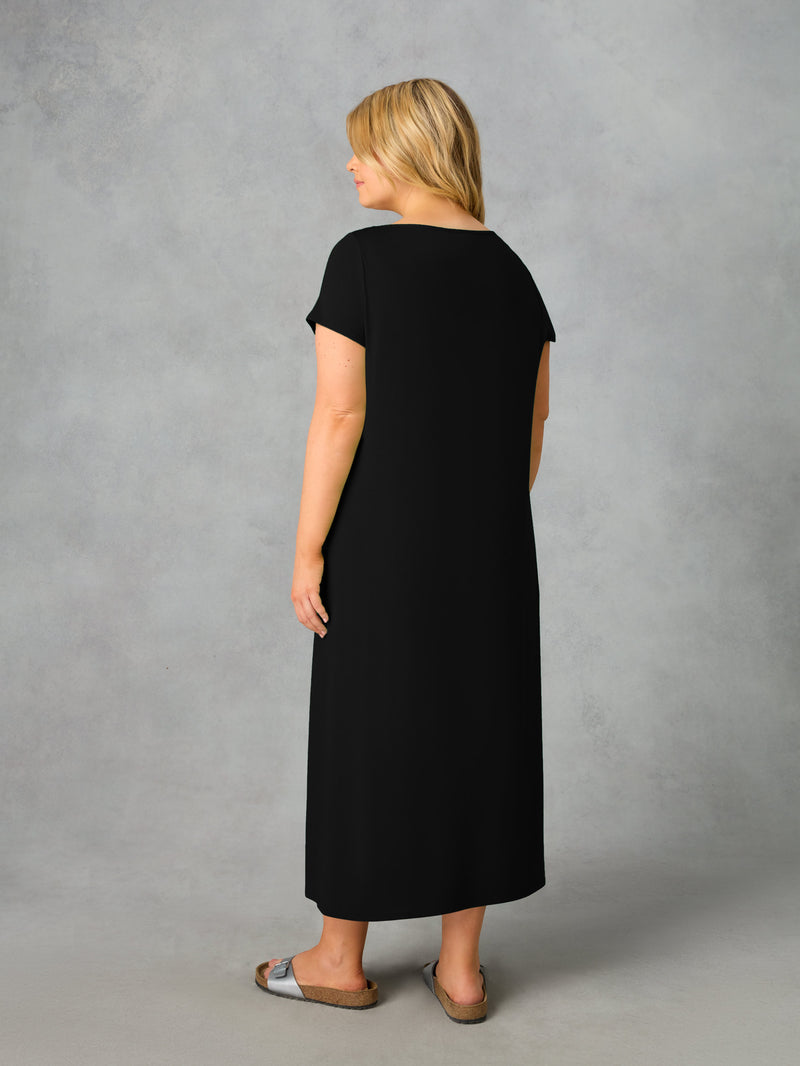 Petite Black Jersey Midaxi T-Shirt Dress