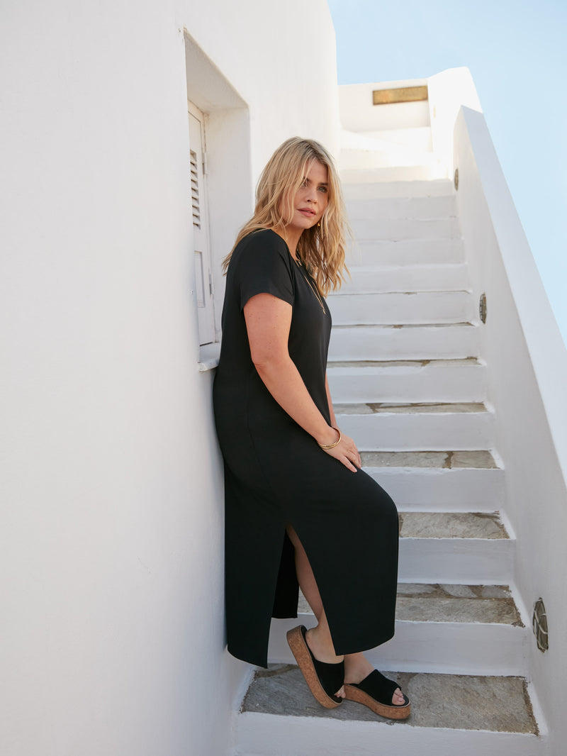Black Jersey Midaxi T-Shirt Dress