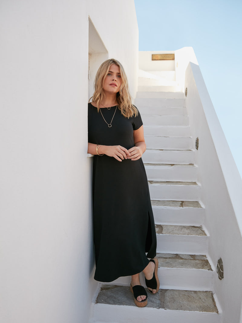 Black Jersey Midaxi T-Shirt Dress