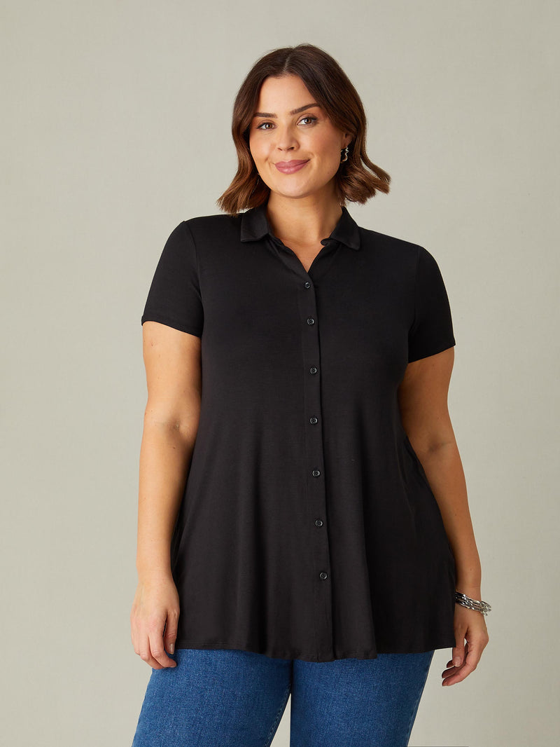 Black Jersey Relaxed Shirt