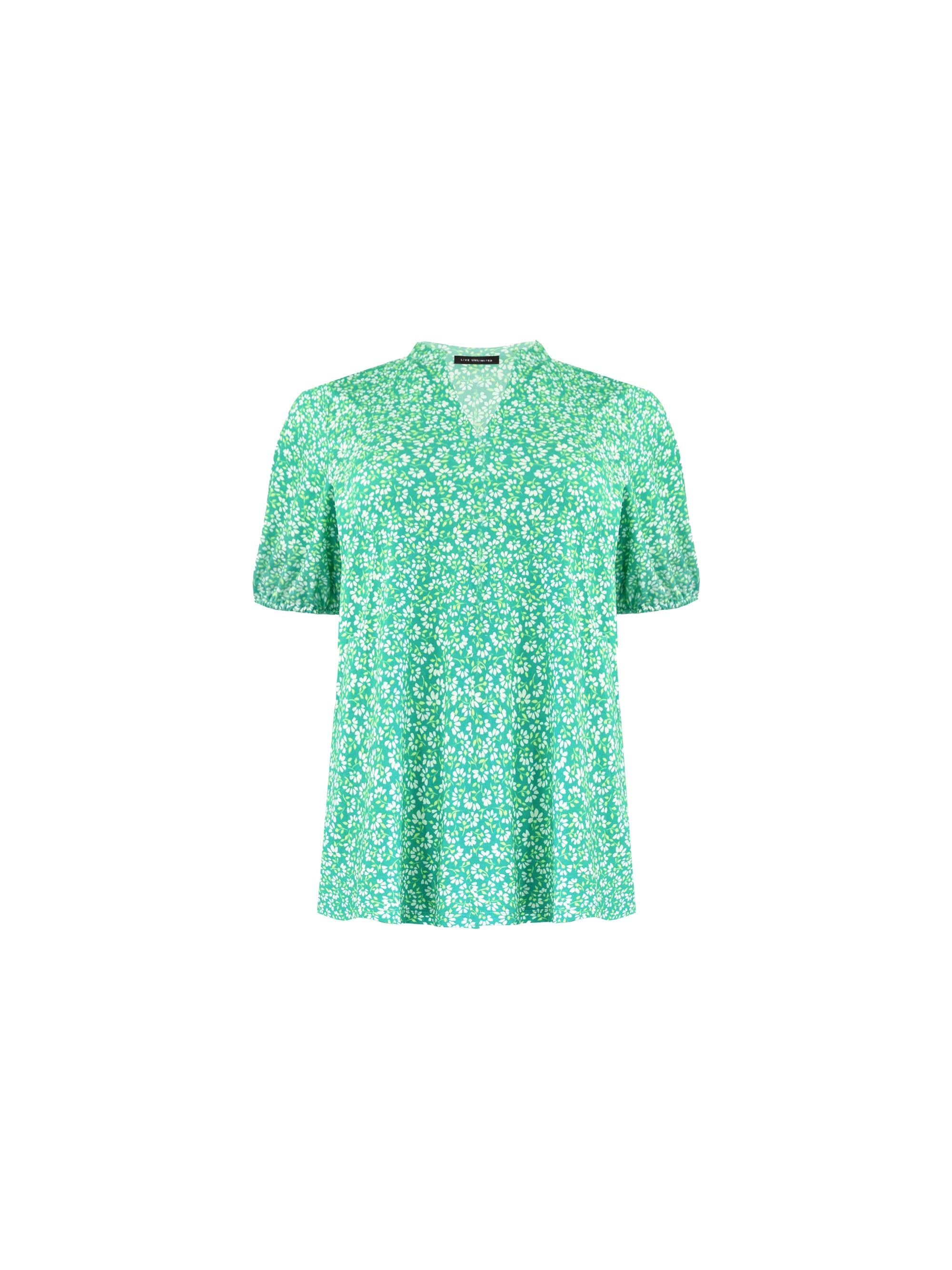 Green Ditsy Jersey Blouse