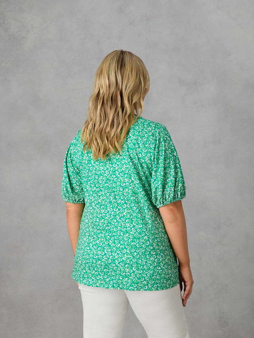 Green Ditsy Jersey Blouse