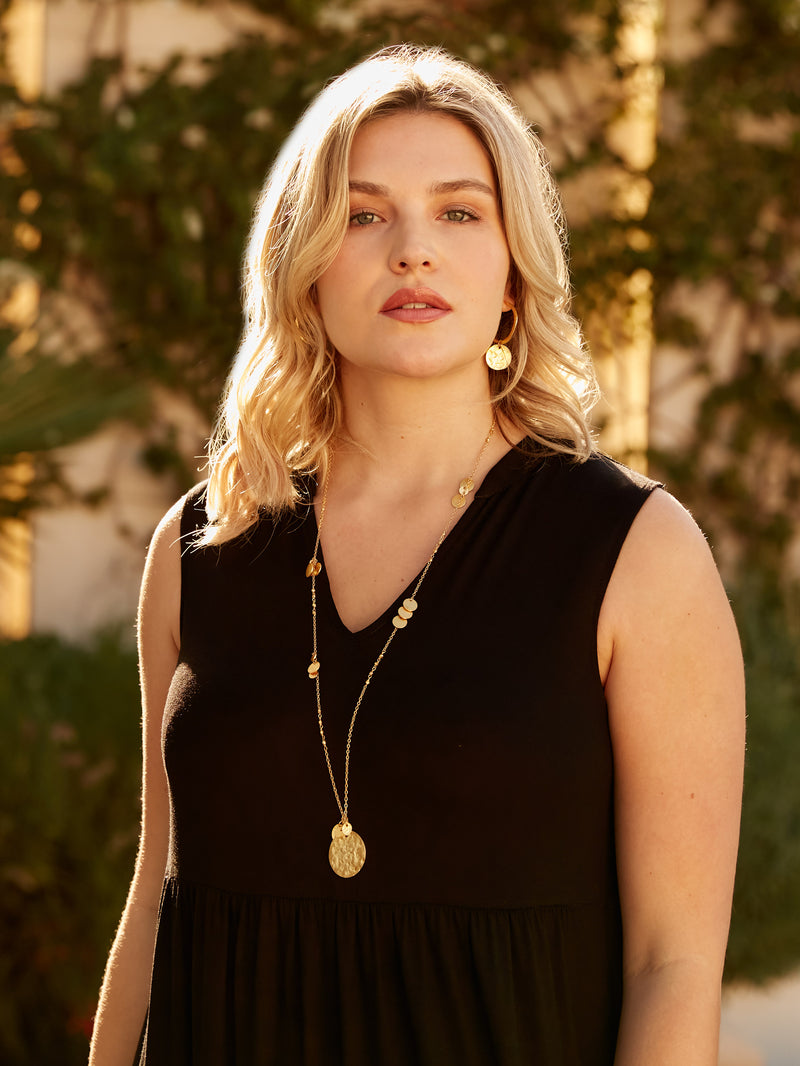 Black Jersey Sleeveless Midi Dress