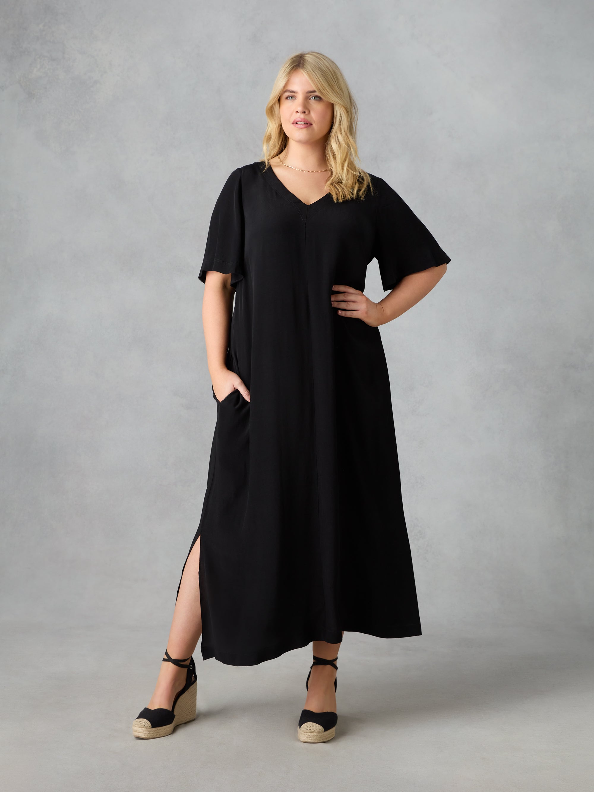Black V-Neck Maxi Dress
