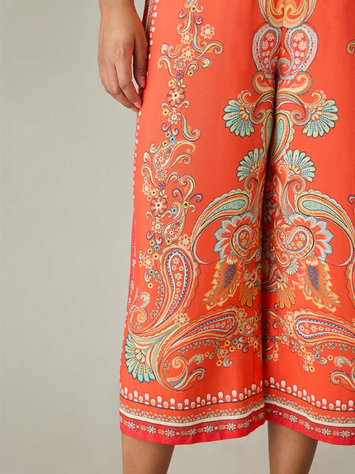 Multi Scarf Print Cropped Trousers