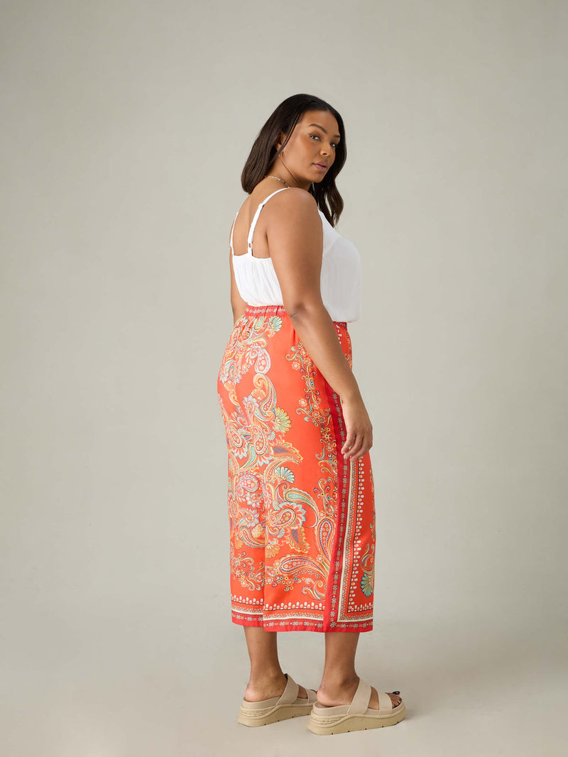 Multi Scarf Print Cropped Trousers