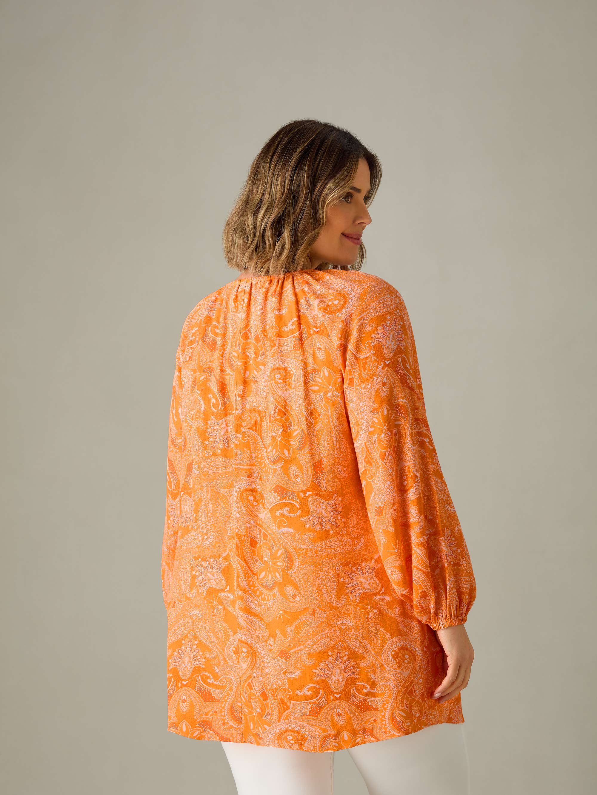 Orange Paisley V-Neck Tunic