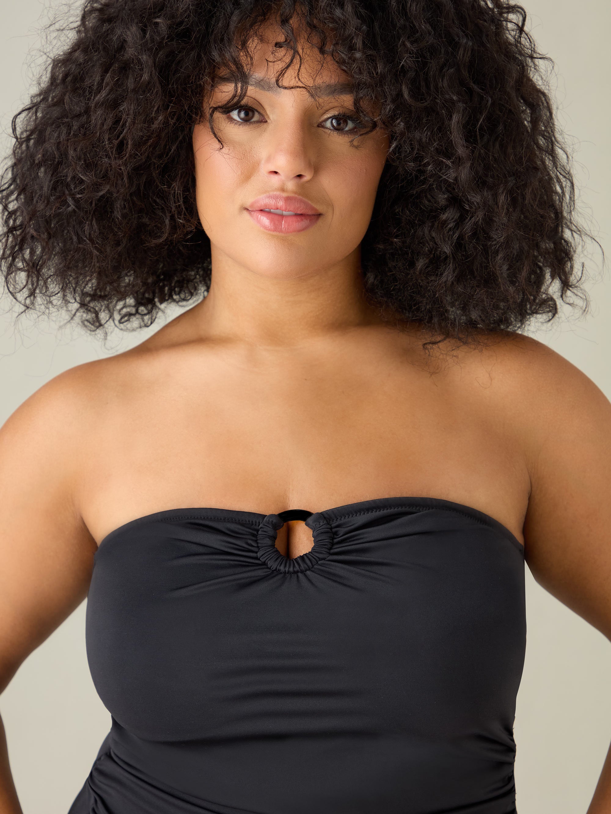 Black Bandeau Tankini Top