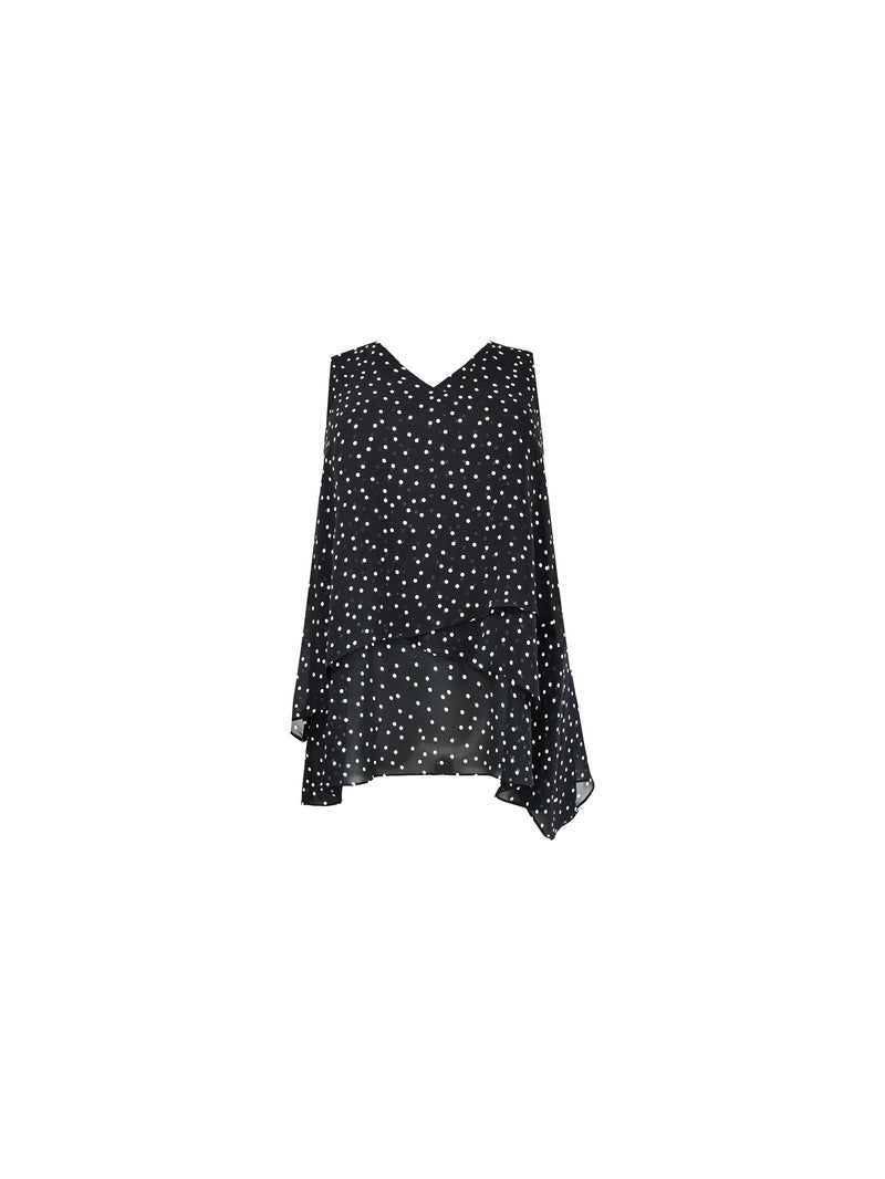 Petite Mono Spot Print Layered Tunic