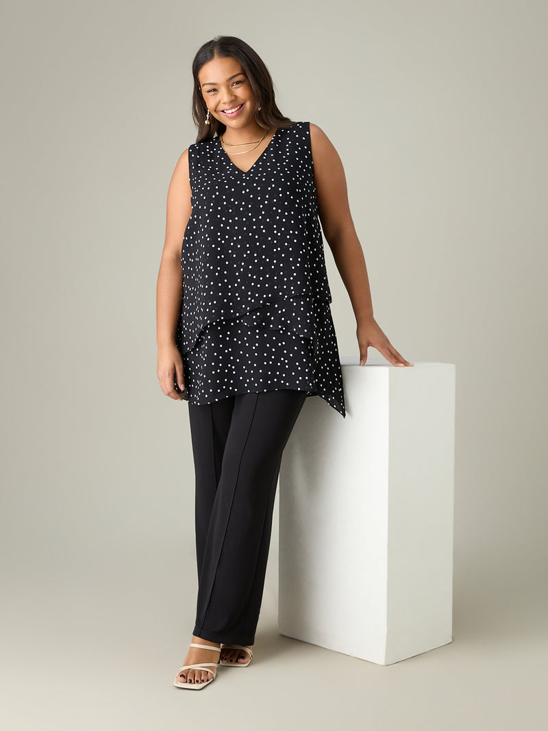 Petite Mono Spot Print Layered Tunic