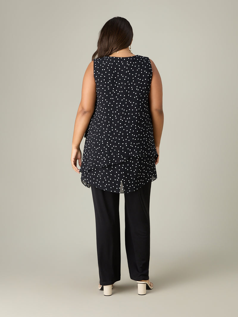 Petite Mono Spot Print Layered Tunic