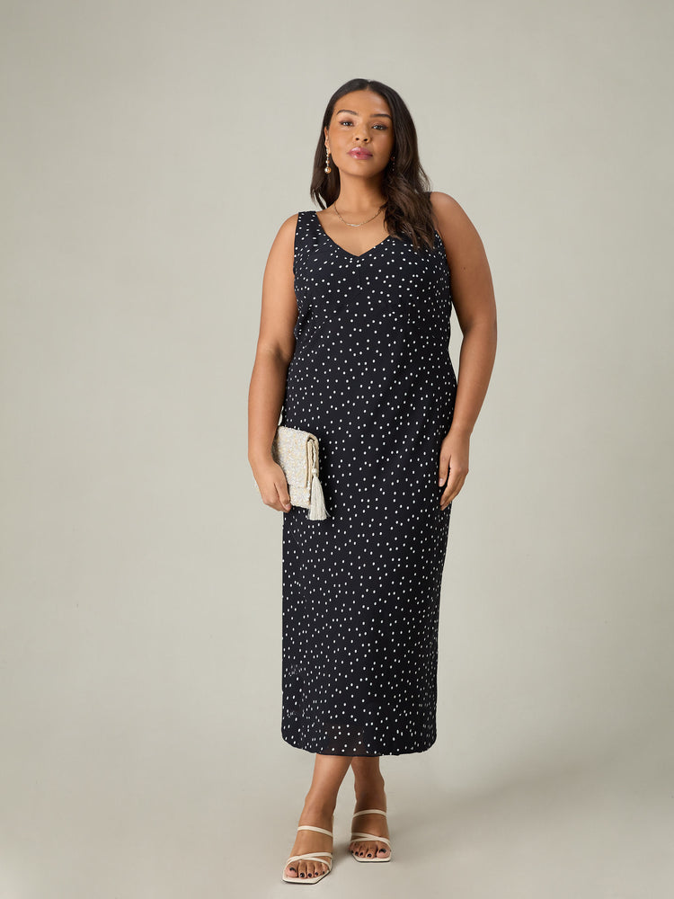Petite Mono Spot Print Bias Cut Bustier Dress