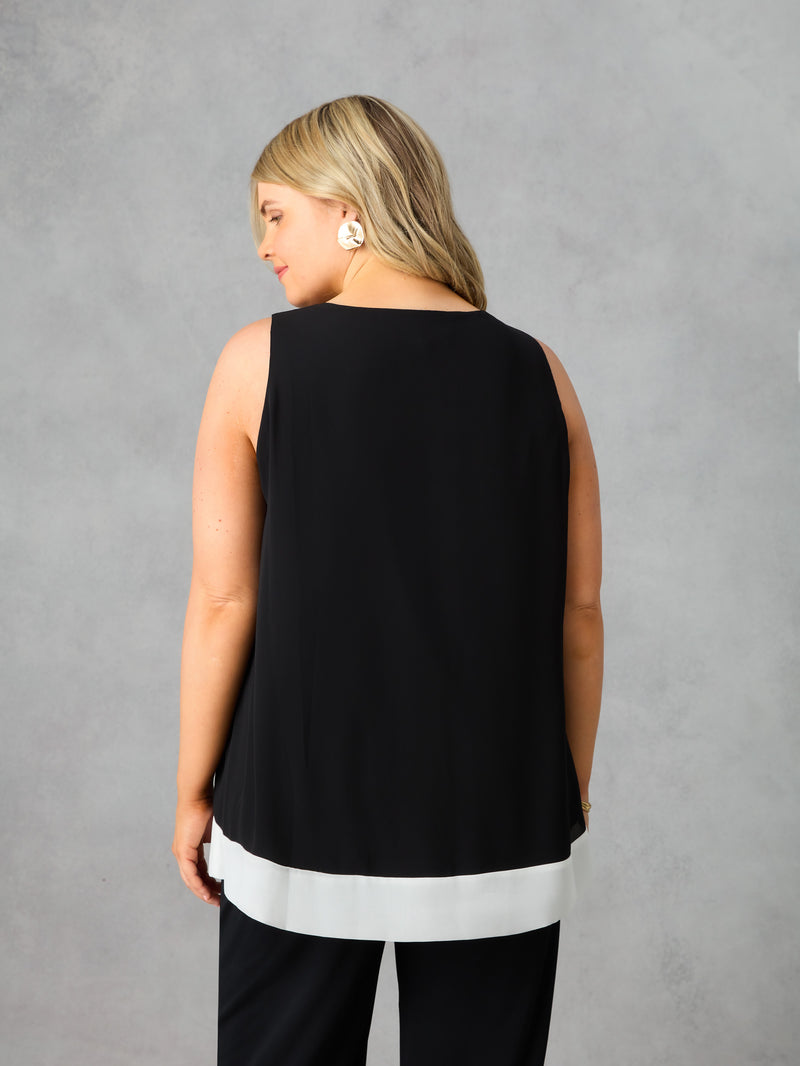 Mono Colourblock Overlay Vest