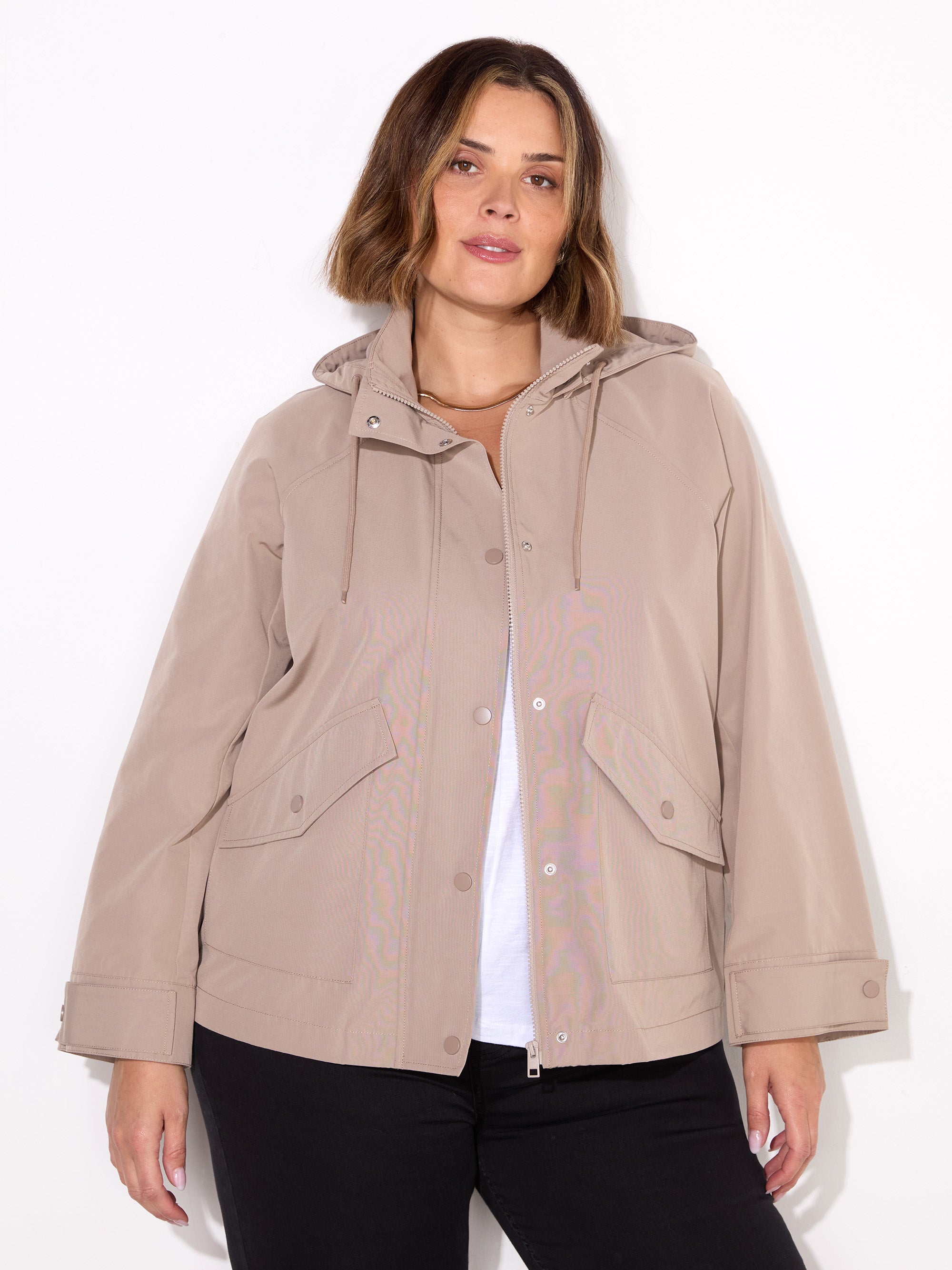 Neutral Short Raincoat