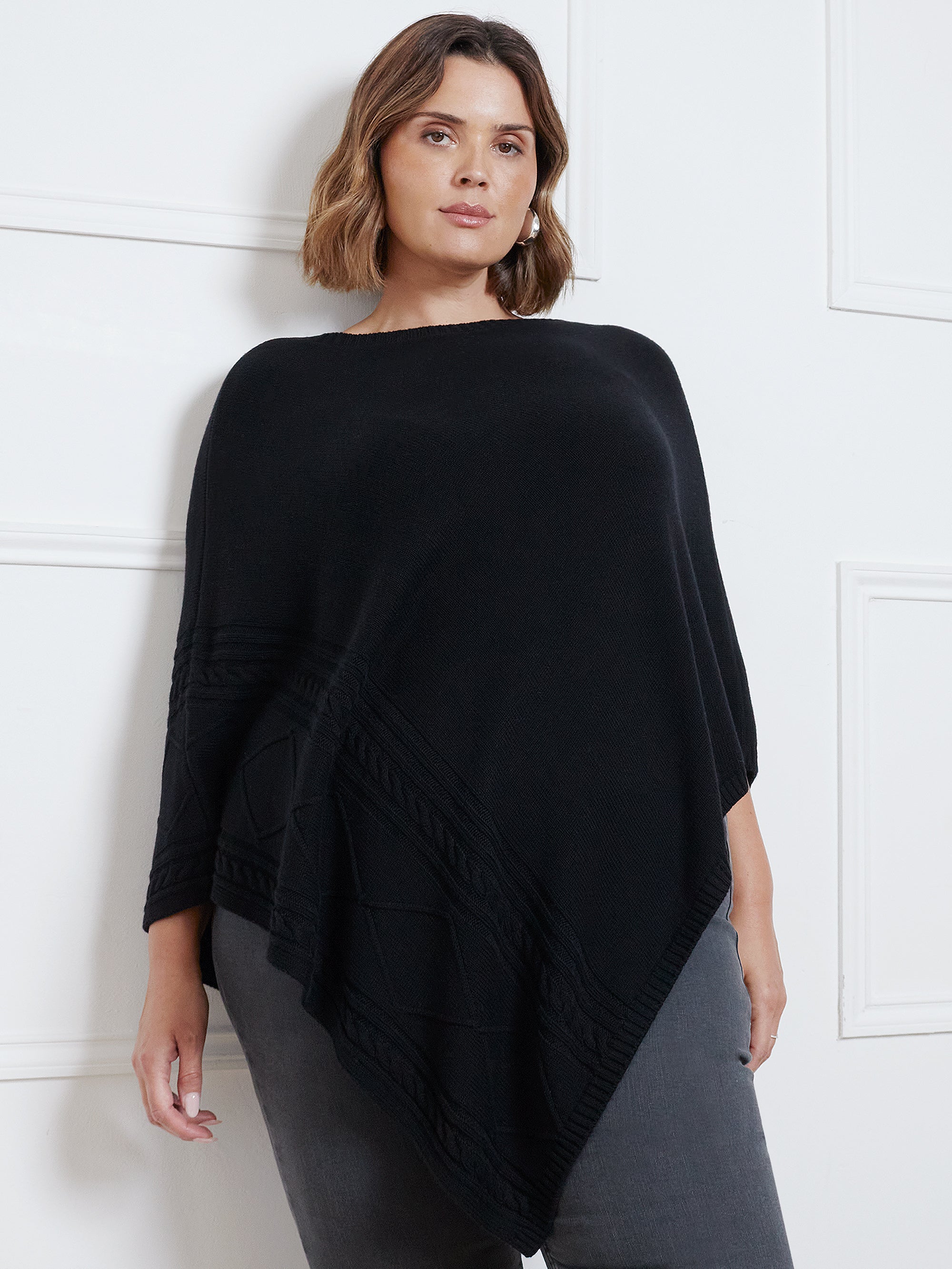 Black Cable Detail Poncho