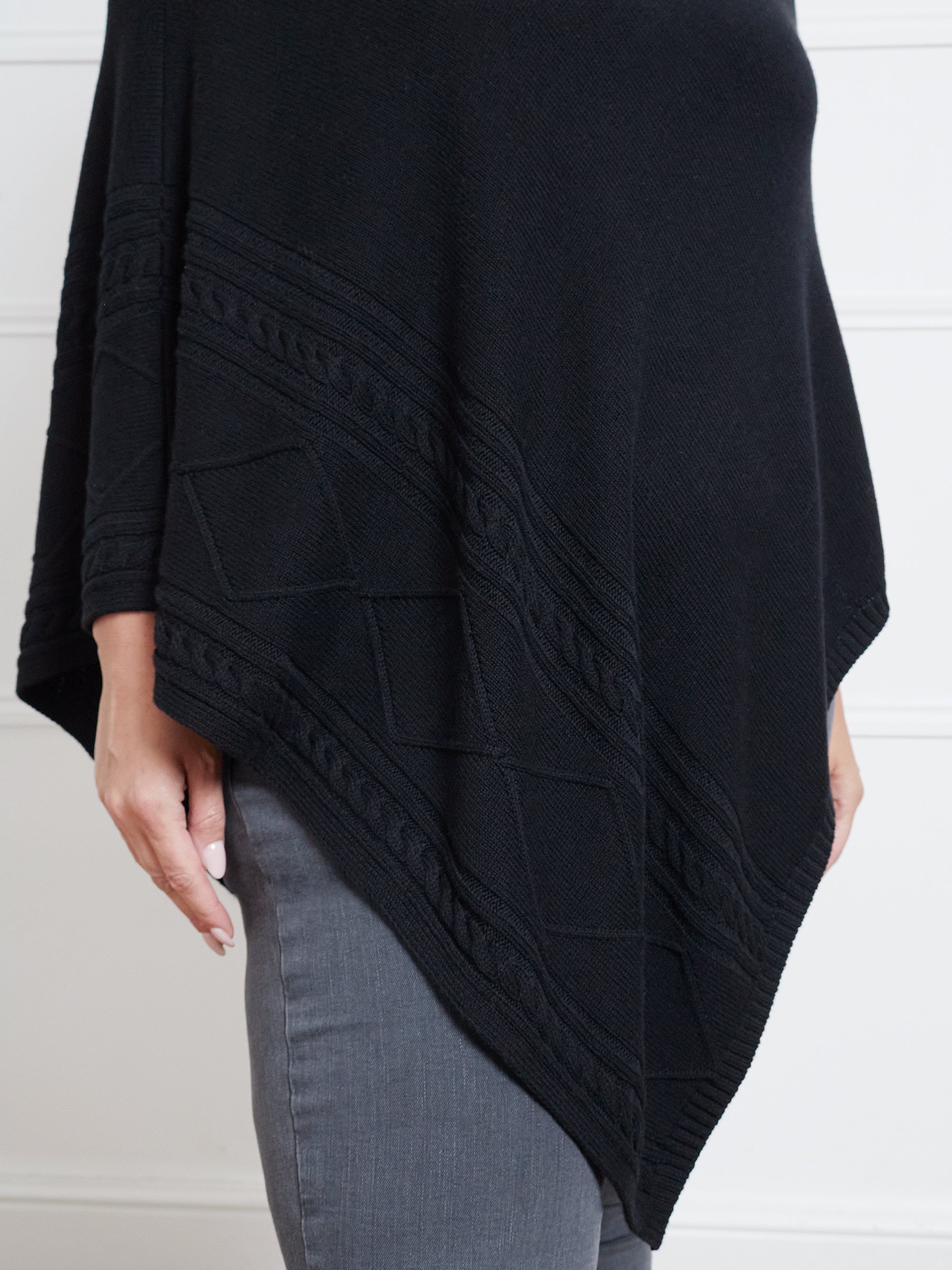 Black Cable Detail Poncho