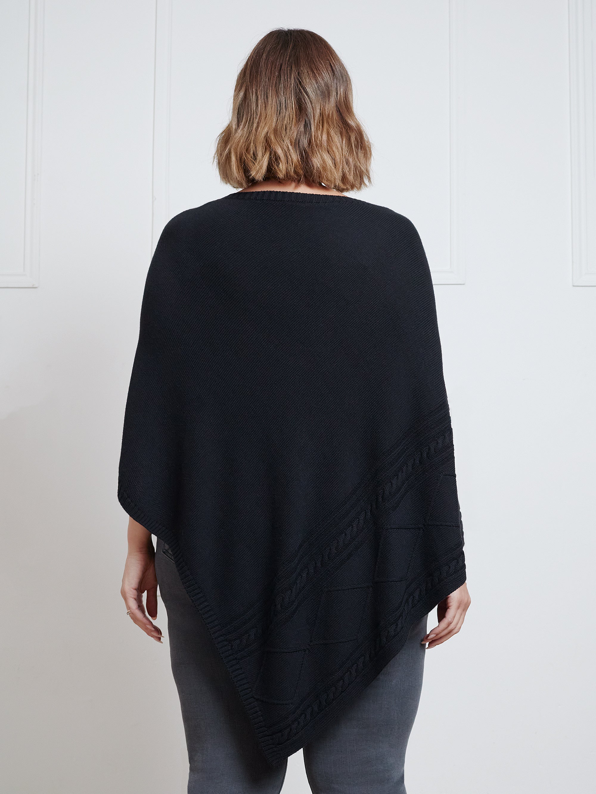 Black Cable Detail Poncho Black Cable Detail Poncho
