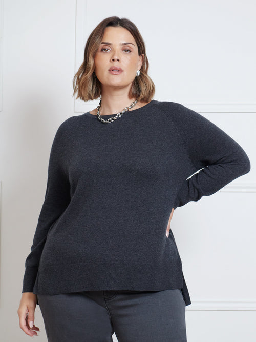 Charcoal Grey Scoop Neck Jumper