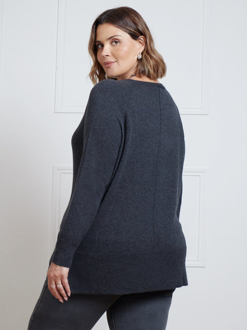 Charcoal Grey Scoop Neck Jumper