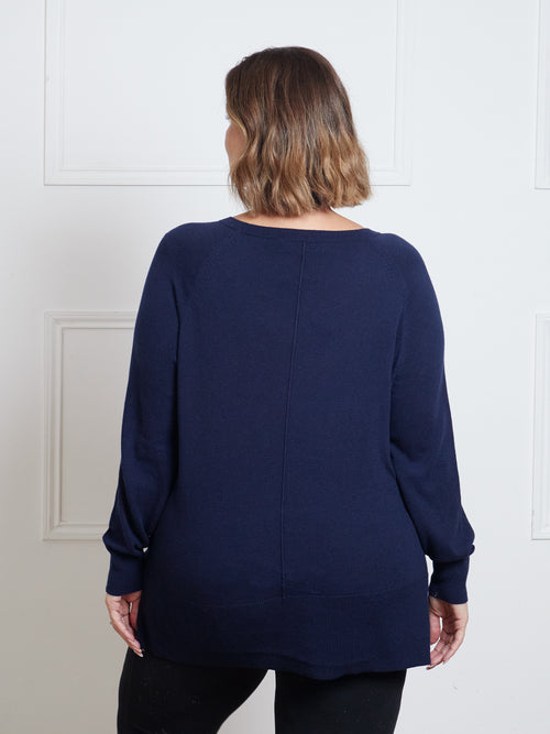 Navy Scoop Neck Jumper