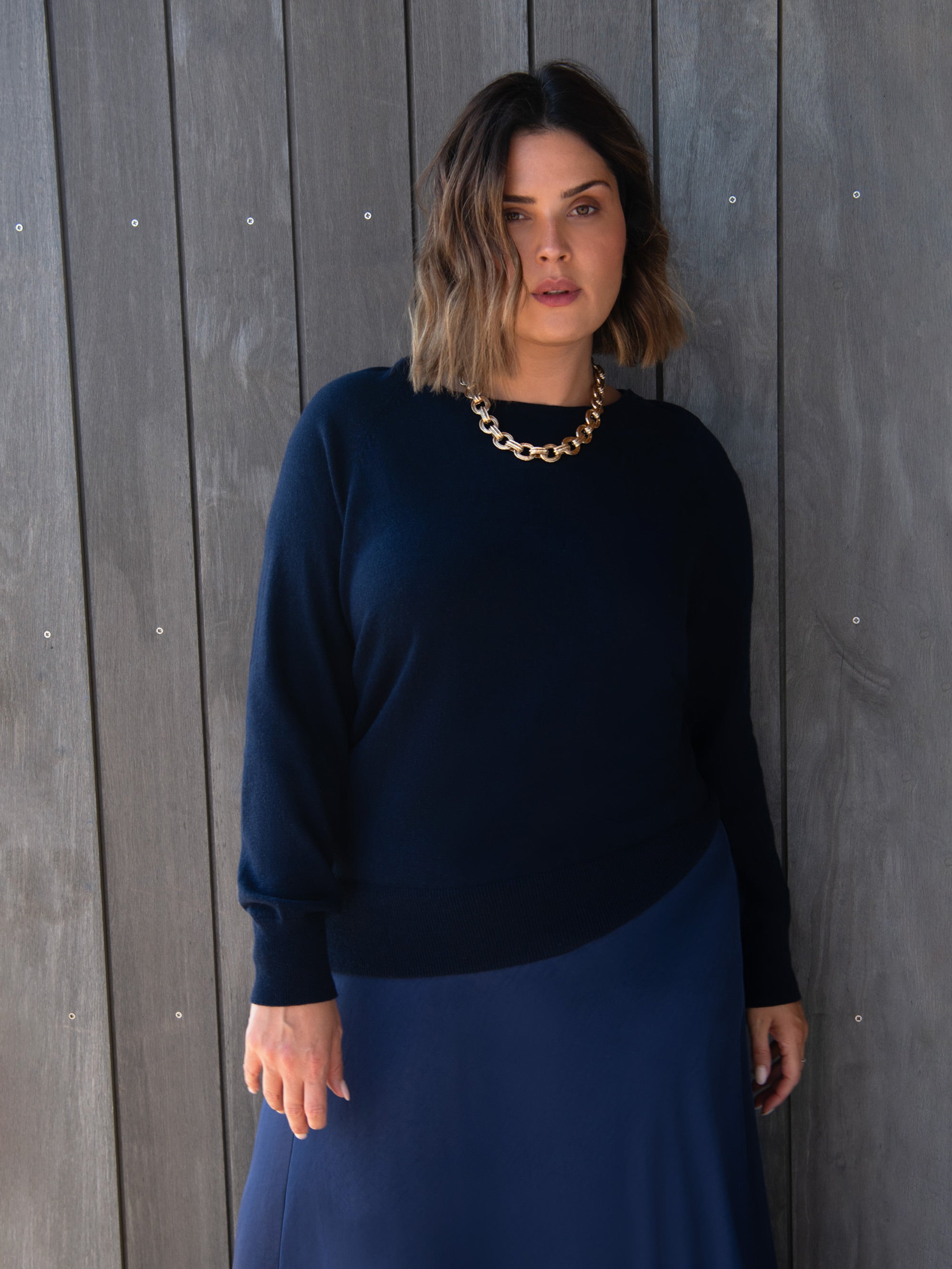 Navy Scoop Neck Jumper