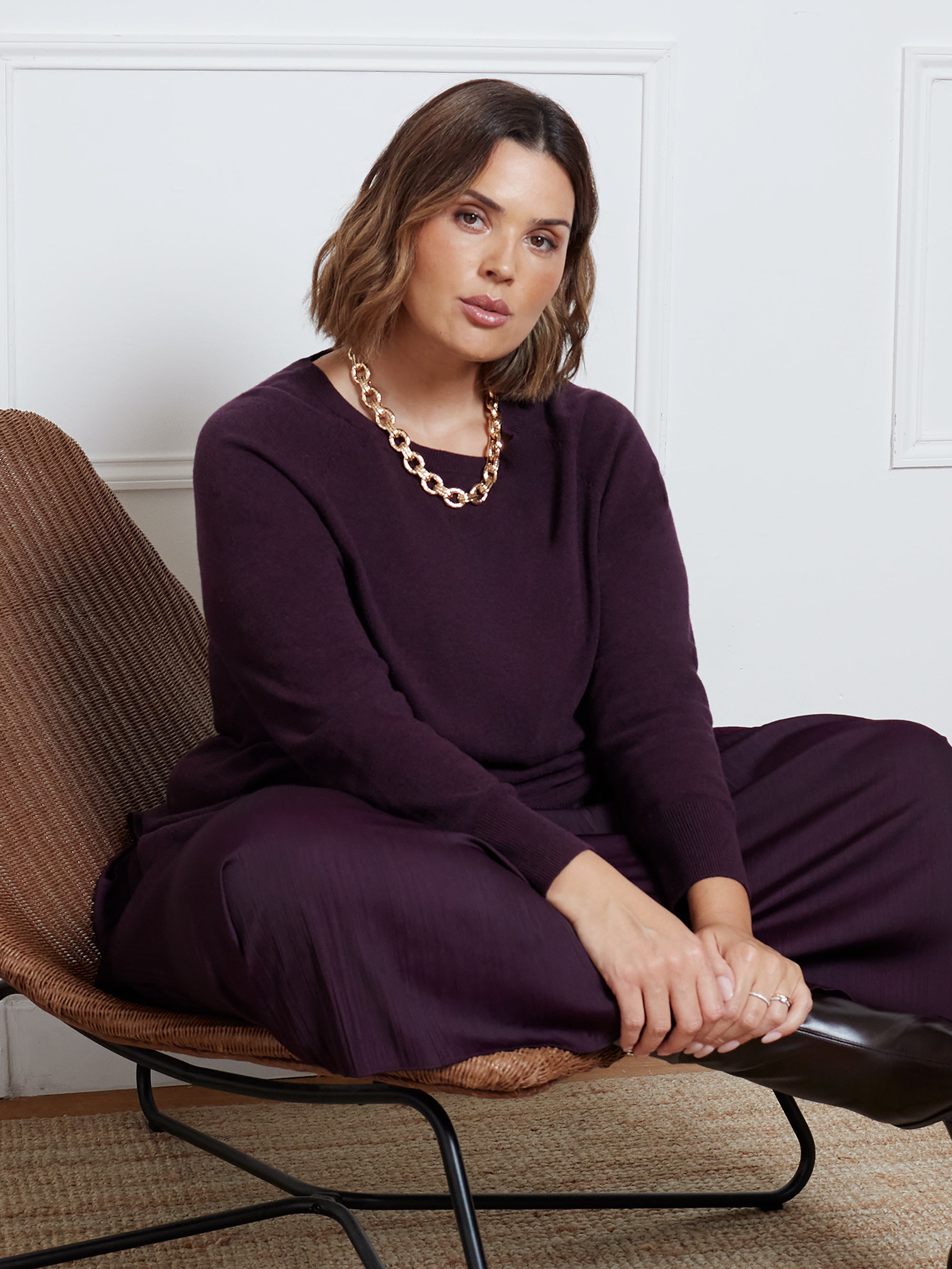 Aubergine Scoop Neck Jumper