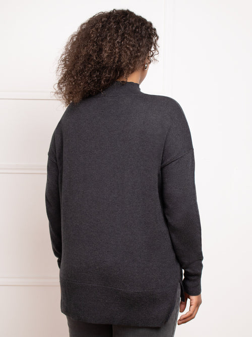 Charcoal Grey Mock Neck Jumper