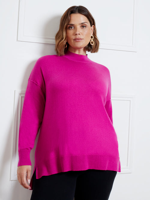 Pink Mock Neck Jumper