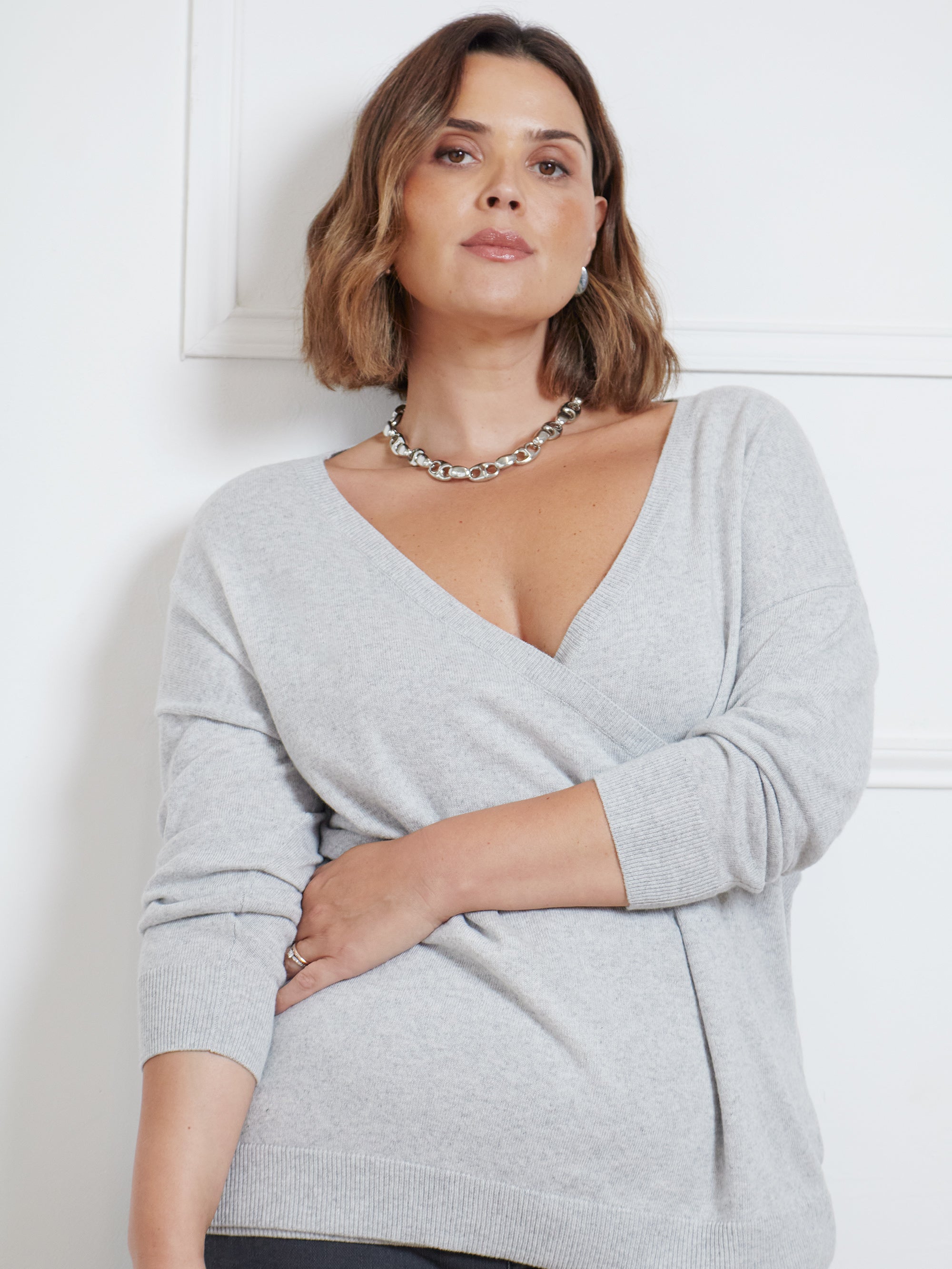 Light Grey Wrap Detail Jumper