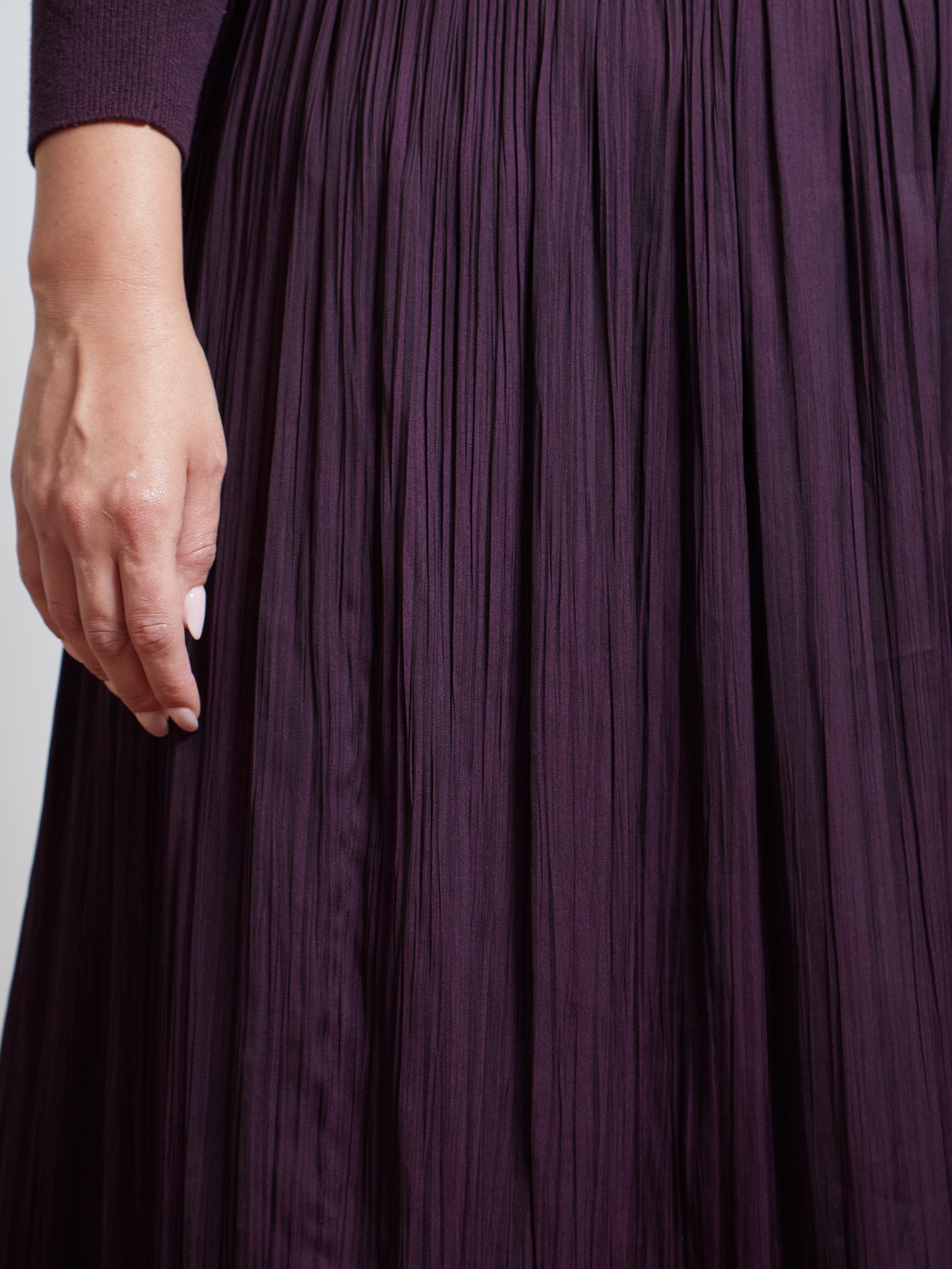 Aubergine Pleated Midi Skirt