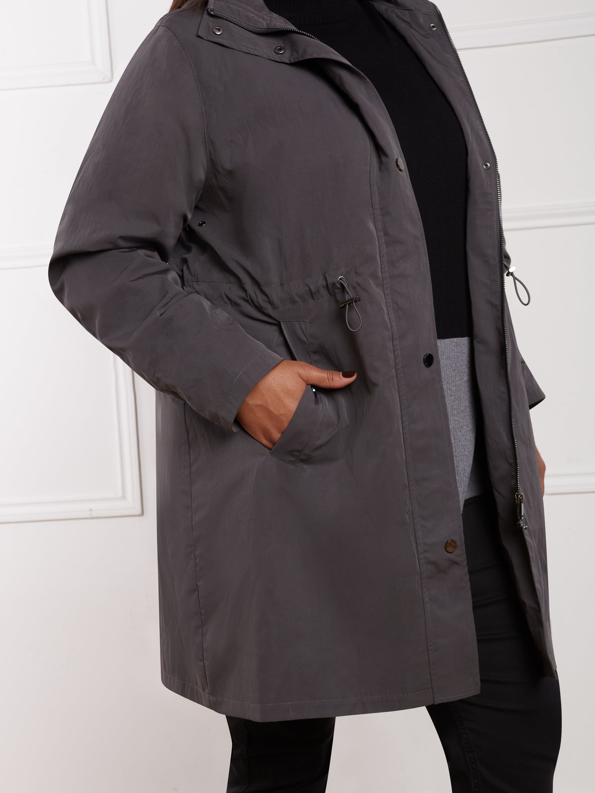 Grey Lightweight Hooded Raincoat