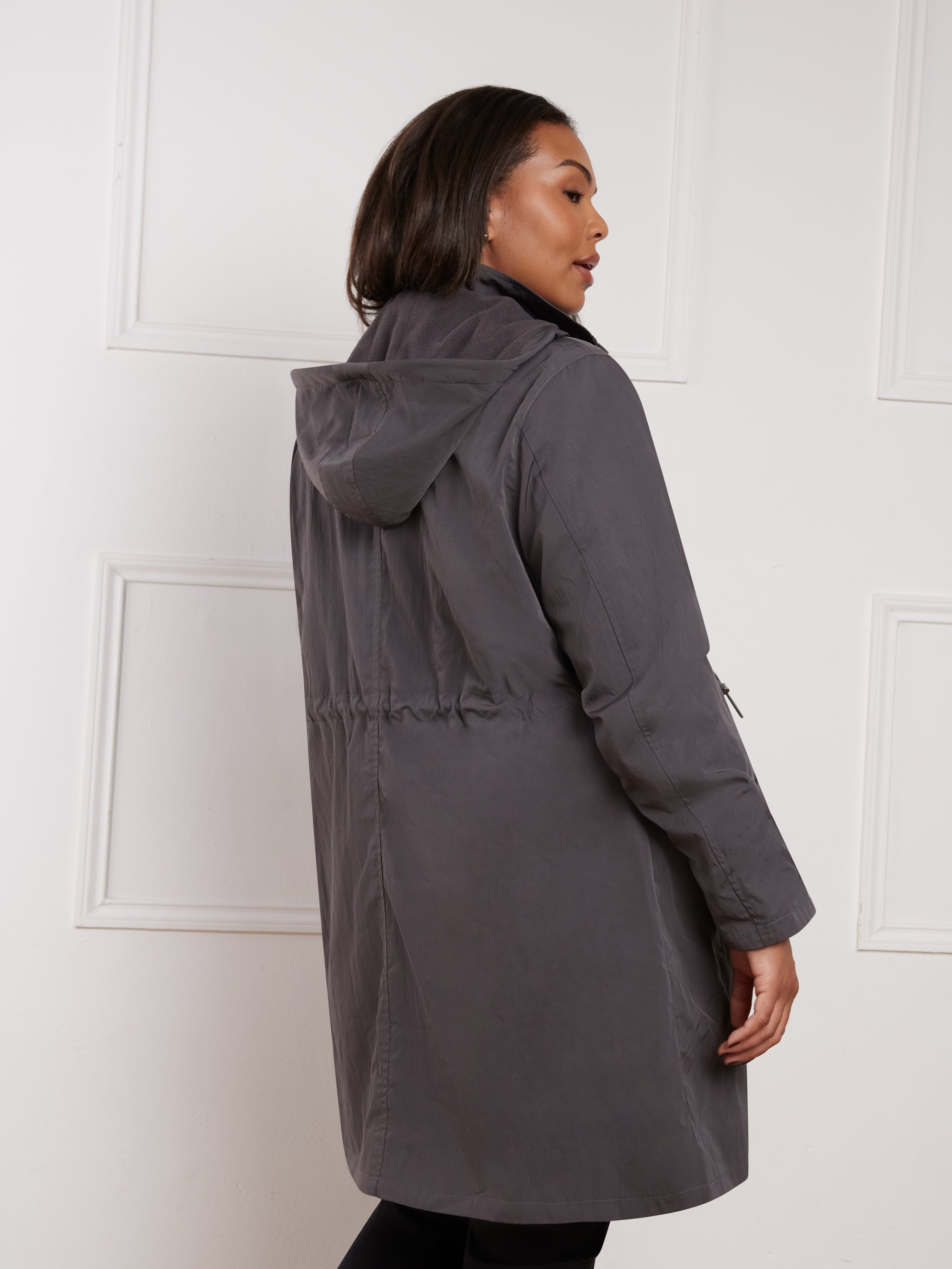 Grey Lightweight Hooded Raincoat