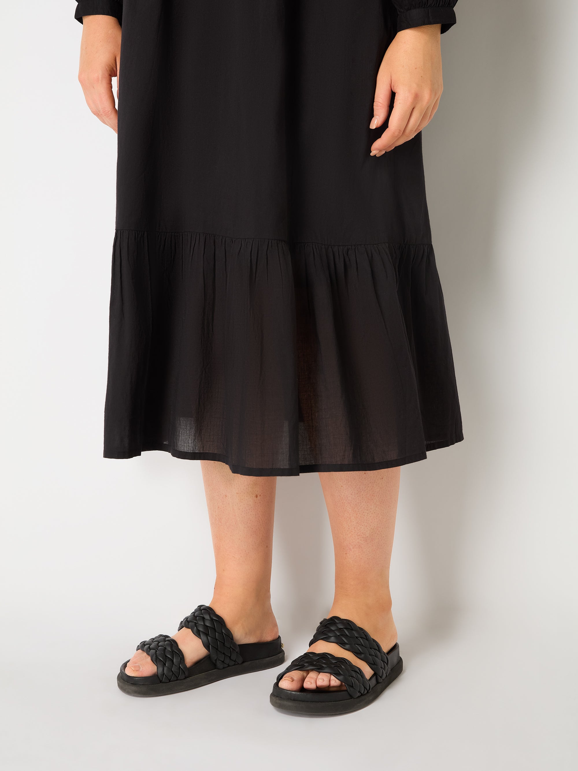 Black Cotton Cut Work Detail Dress