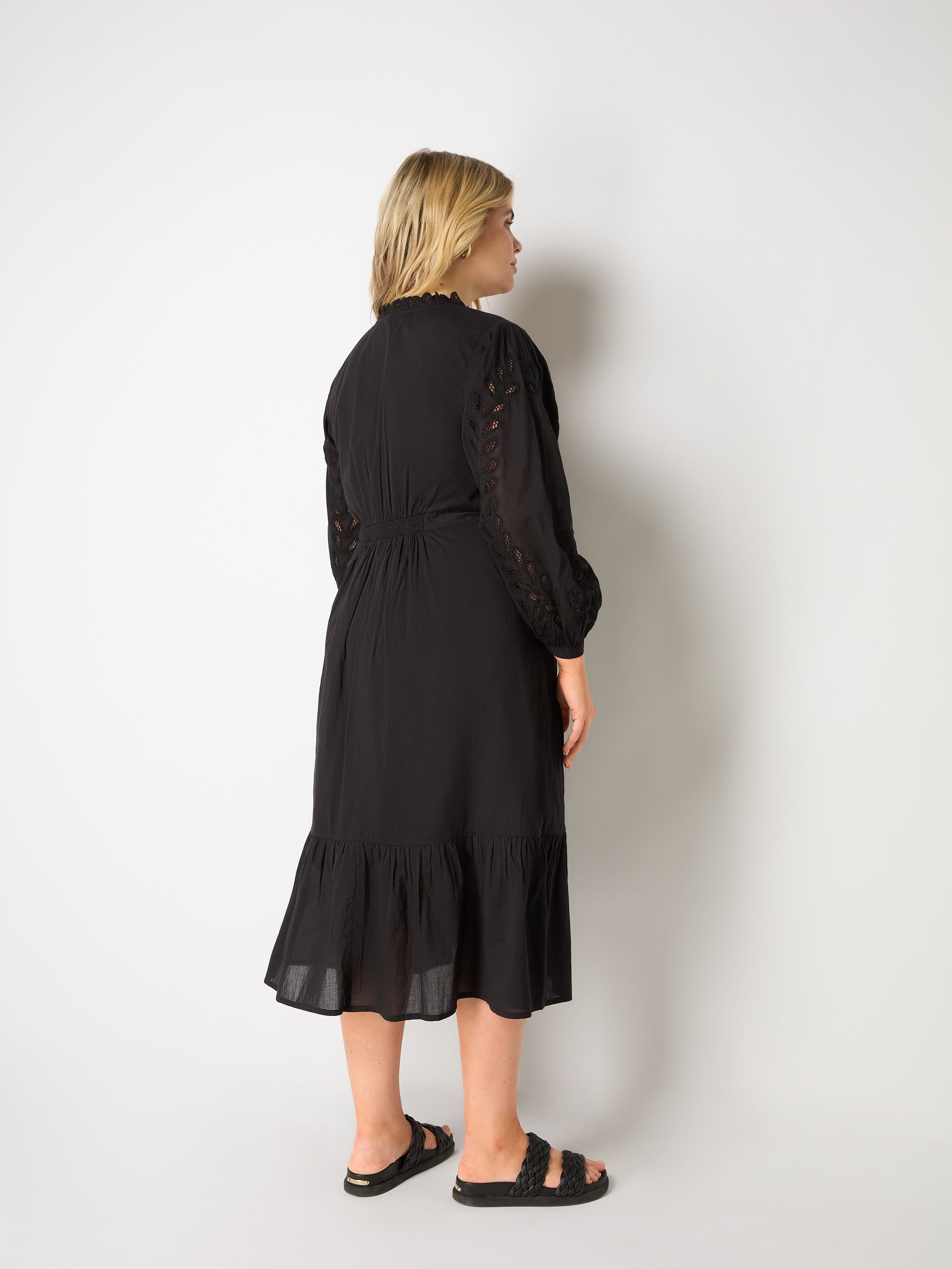 Black Cotton Cut Work Detail Dress