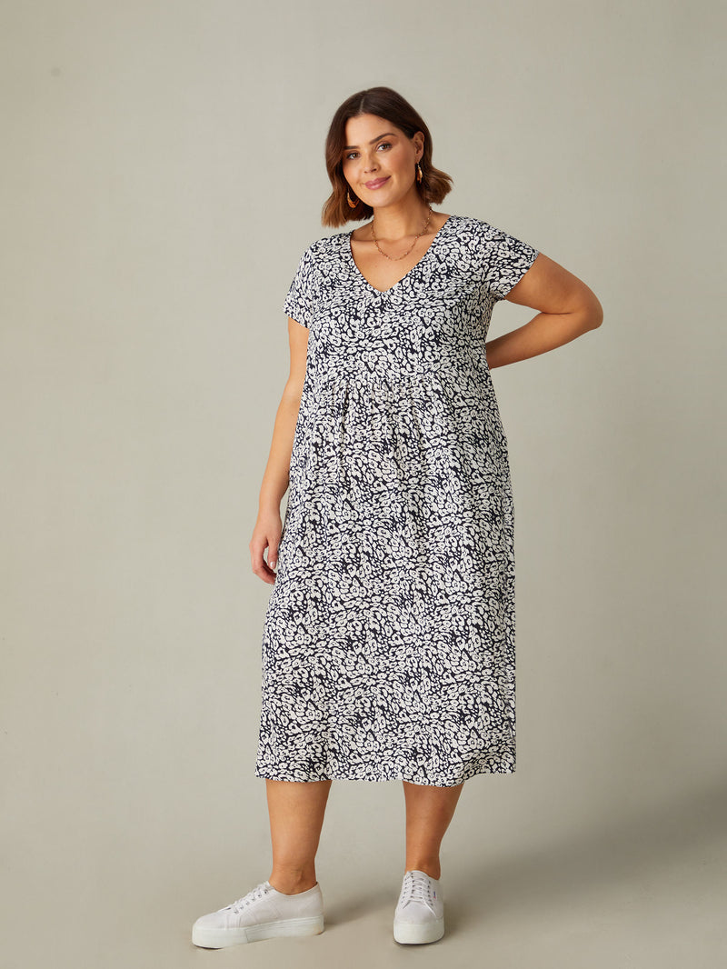Mono Animal Tiered Midi Dress