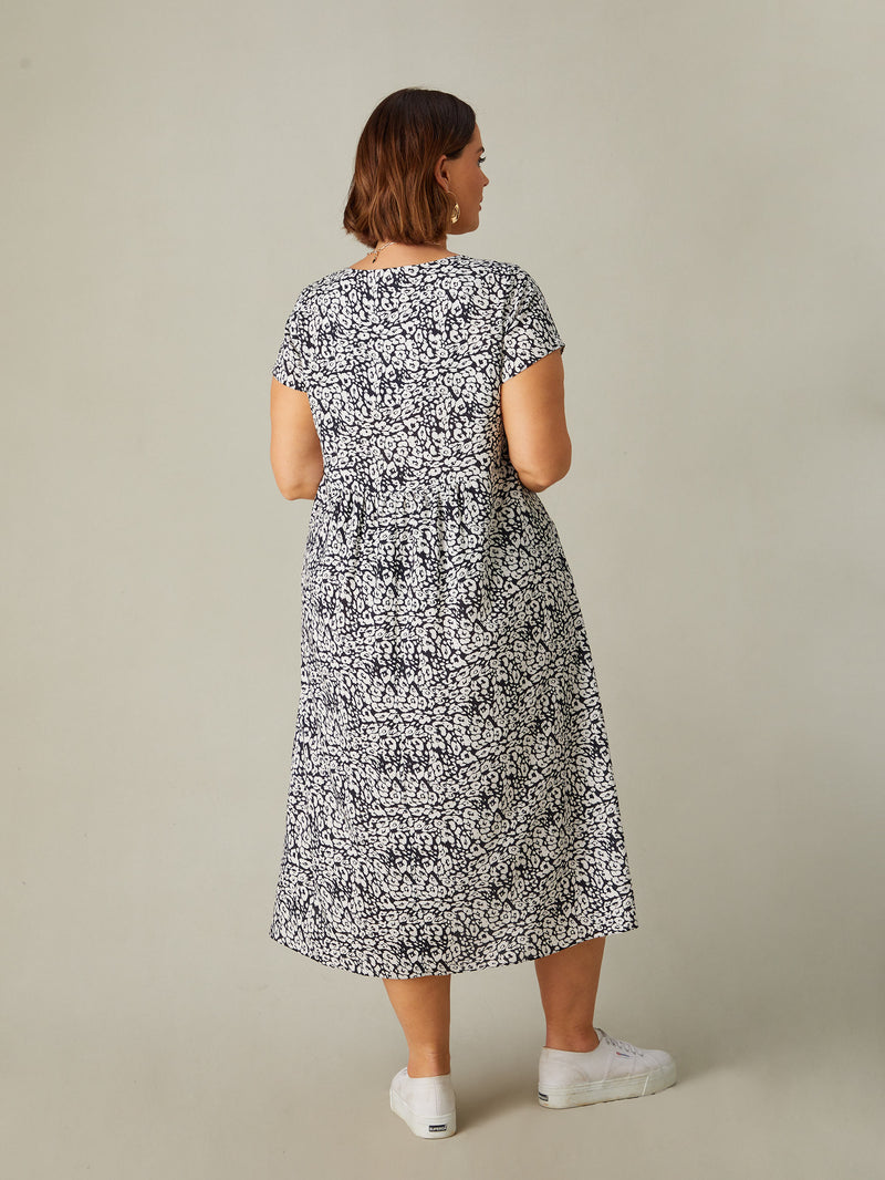 Mono Animal Tiered Midi Dress
