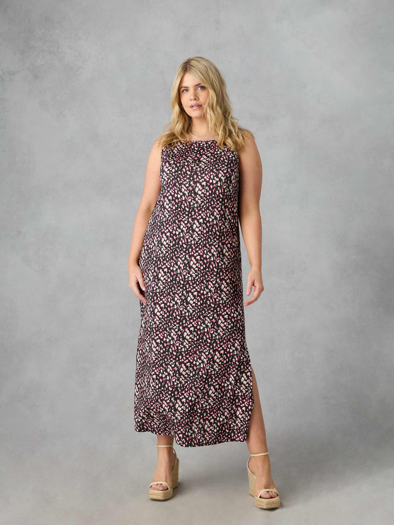 Multi Ditsy Jersey Sleeveless Maxi Dress