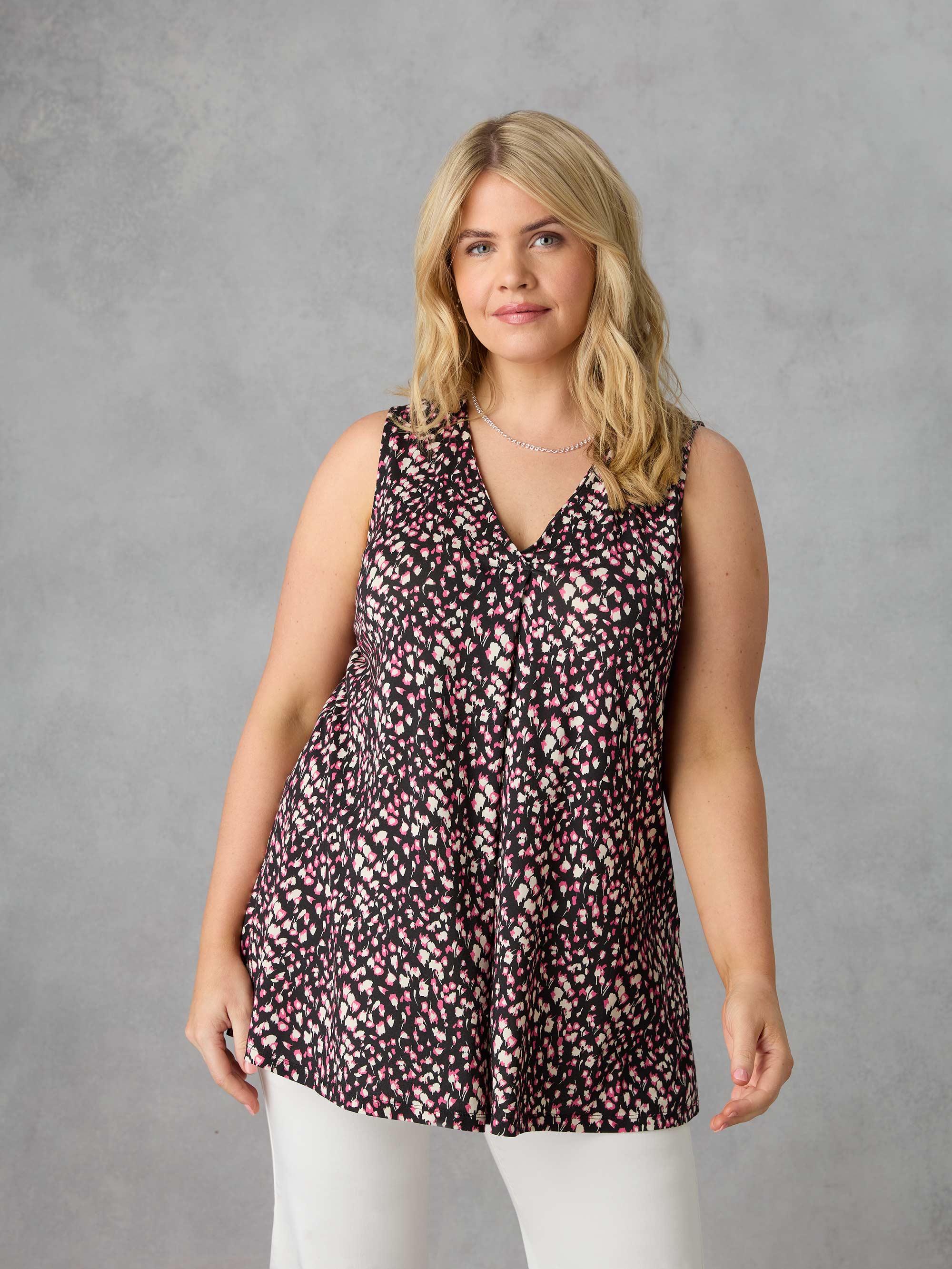 Ditsy Jersey Pleat Front Vest