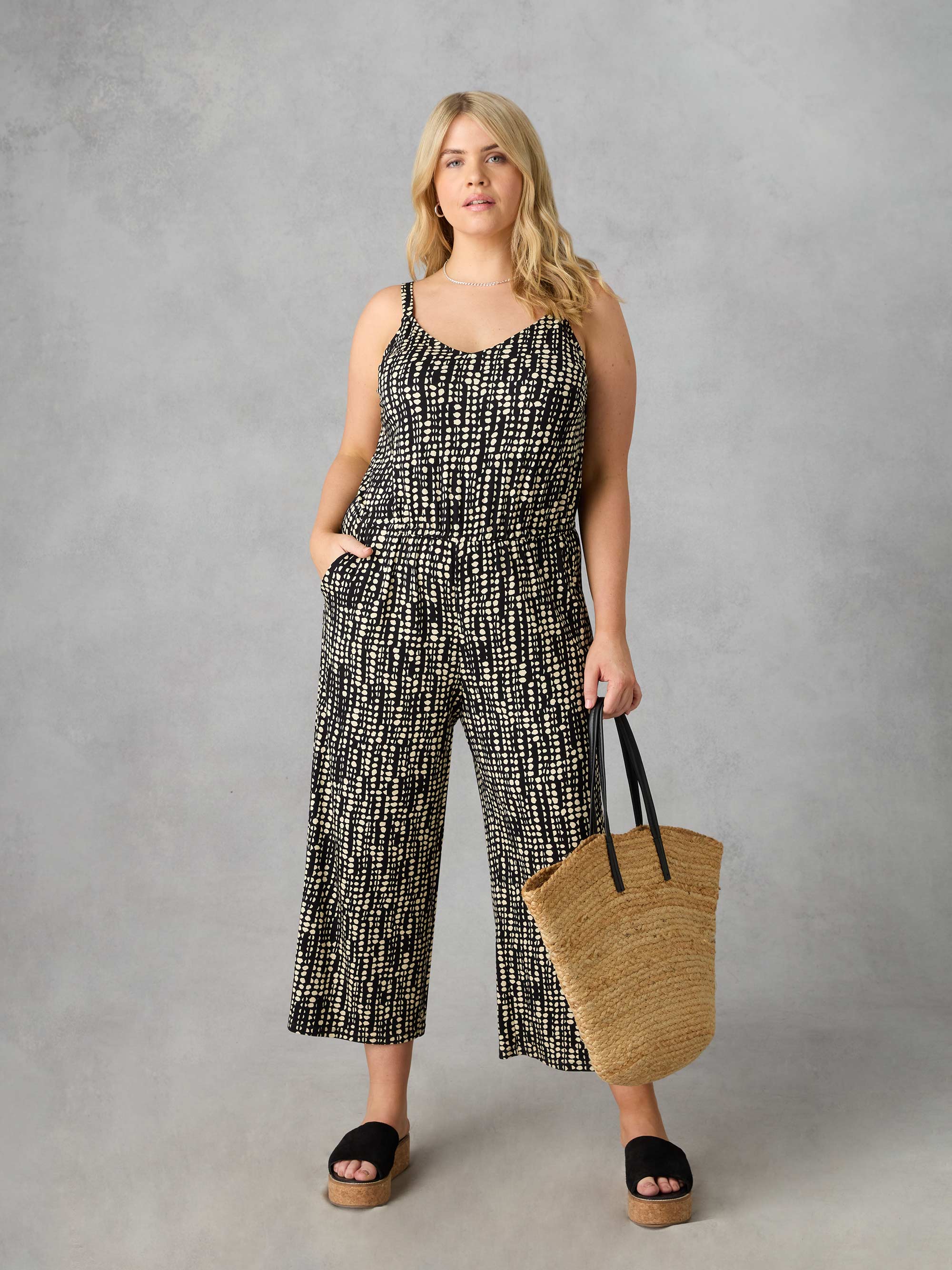 Mono Spot Print Jersey Jumpsuit