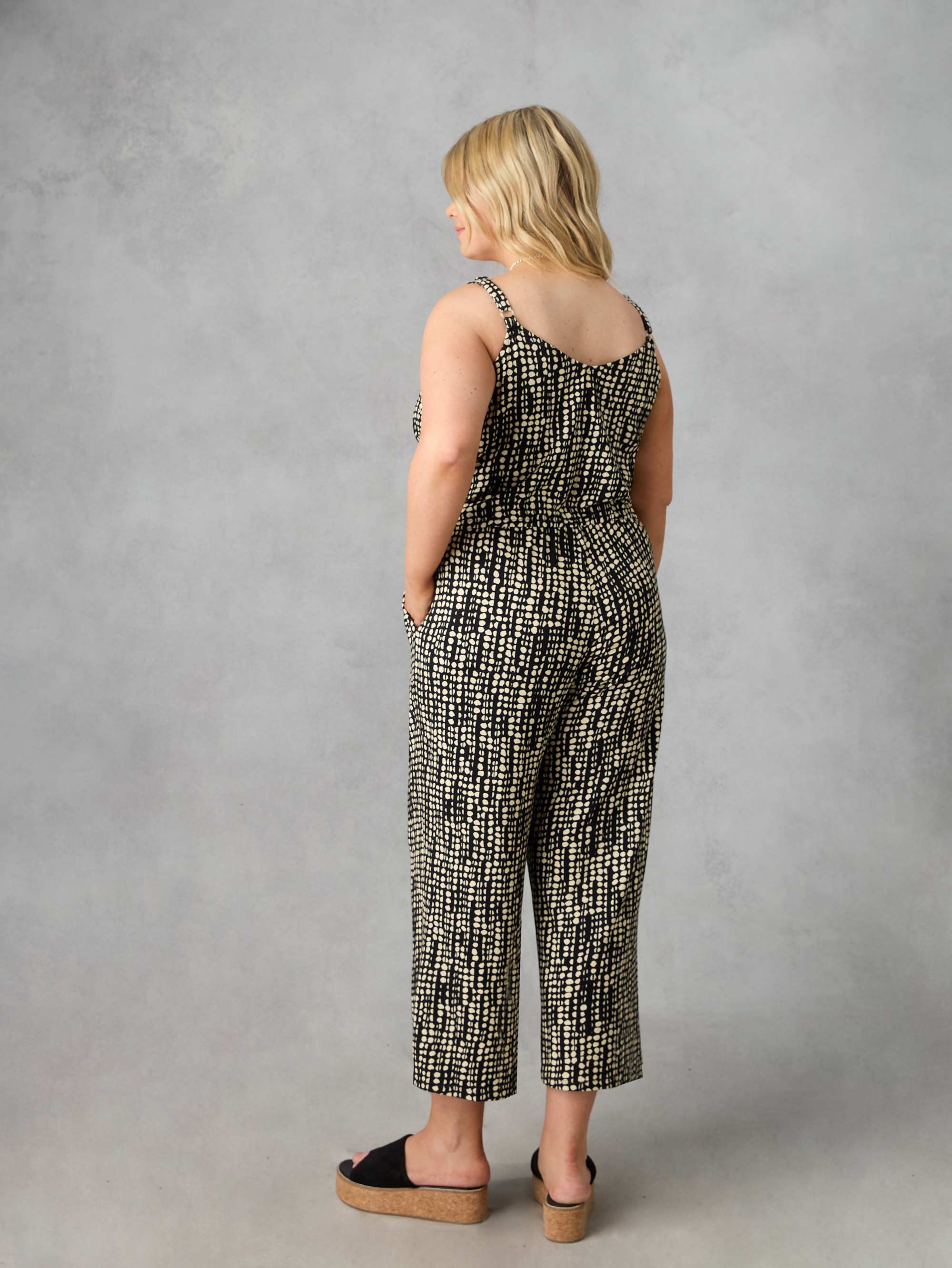 Mono Spot Print Jersey Jumpsuit