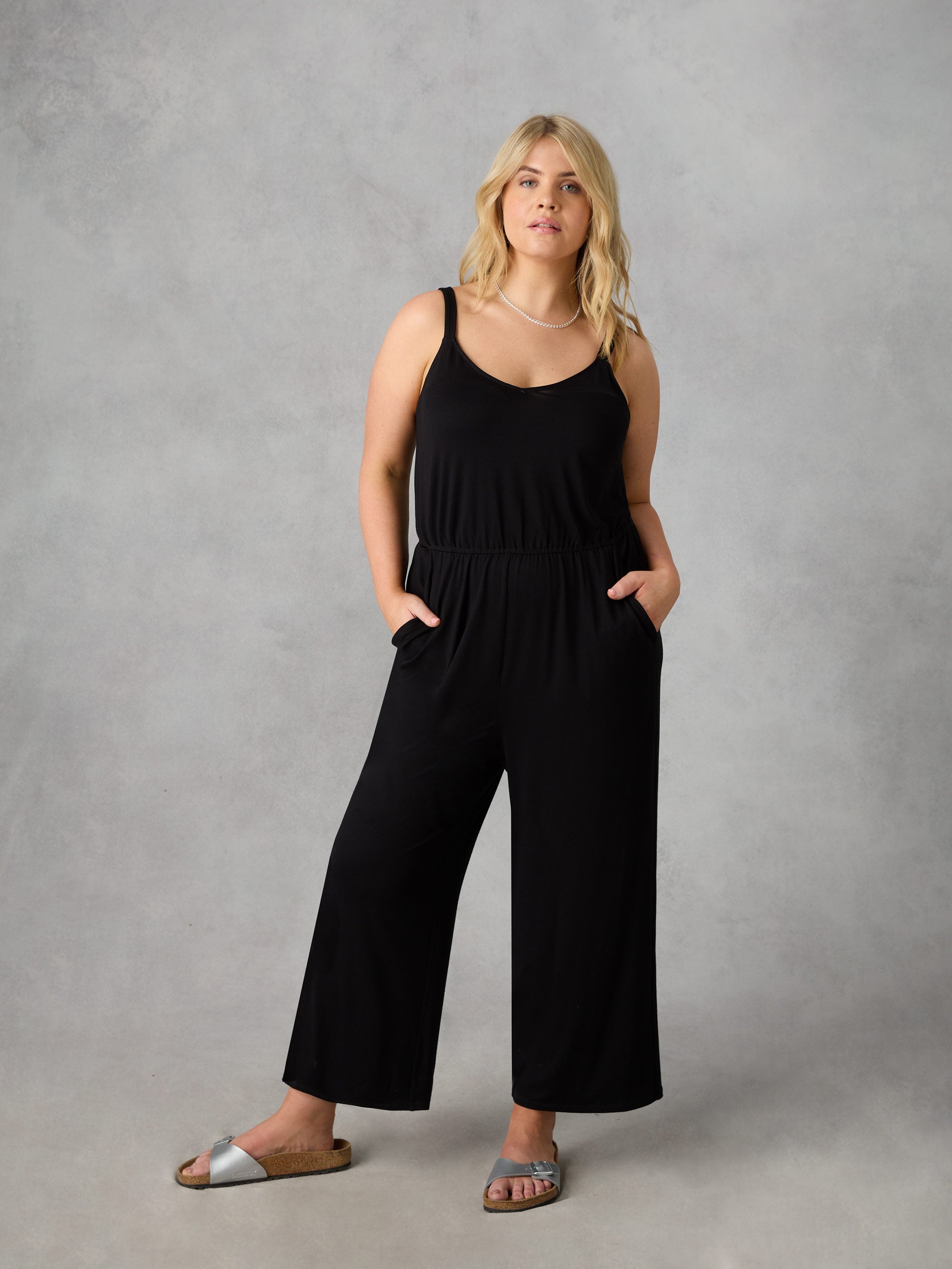 Petite Black Jersey Jumpsuit