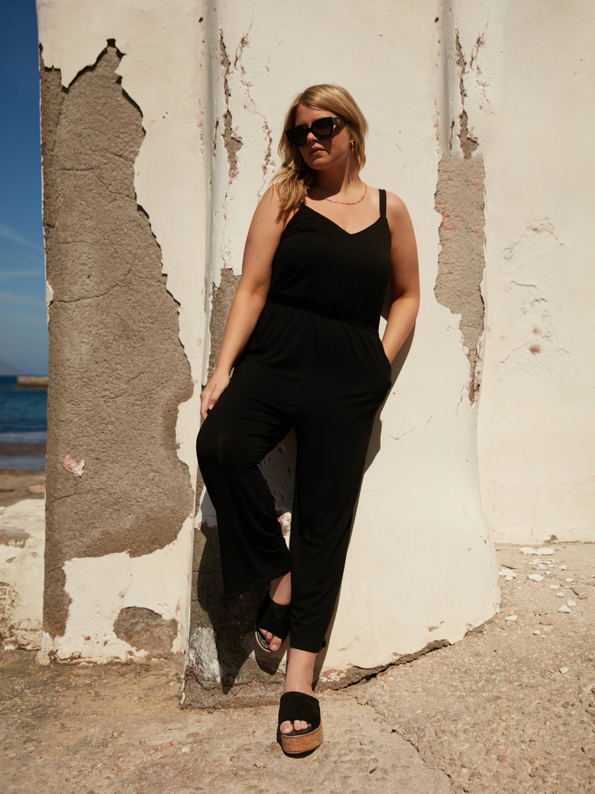 Petite Black Jersey Jumpsuit