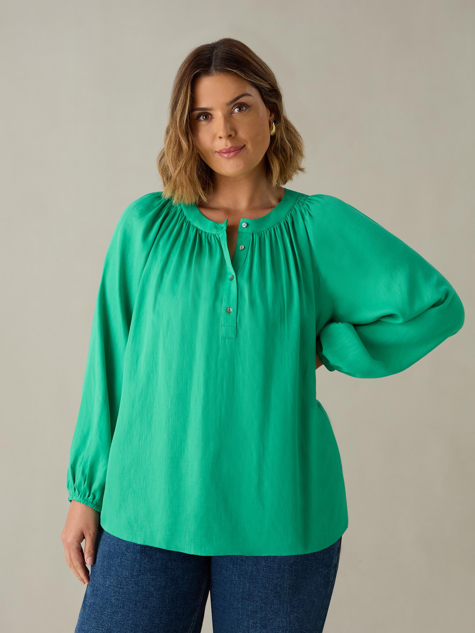 Green Chambray Blouse