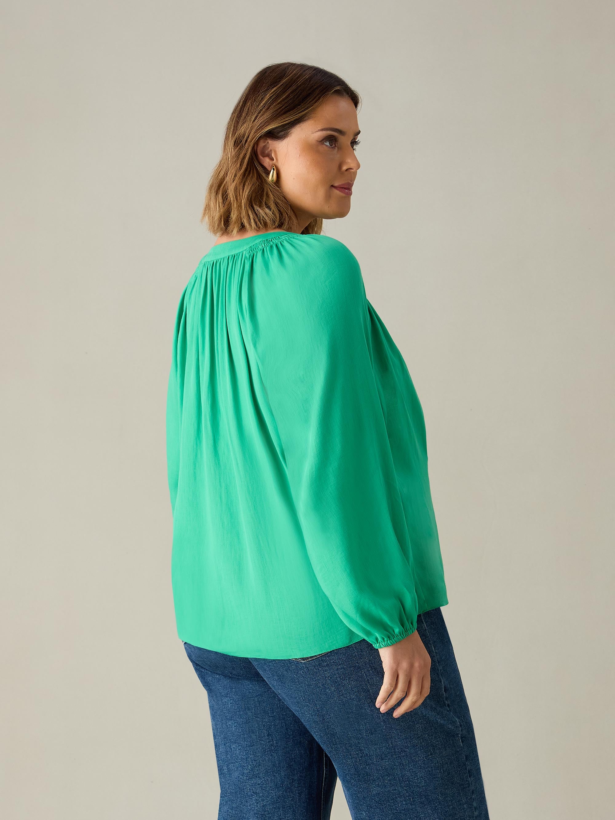 Green Chambray Blouse