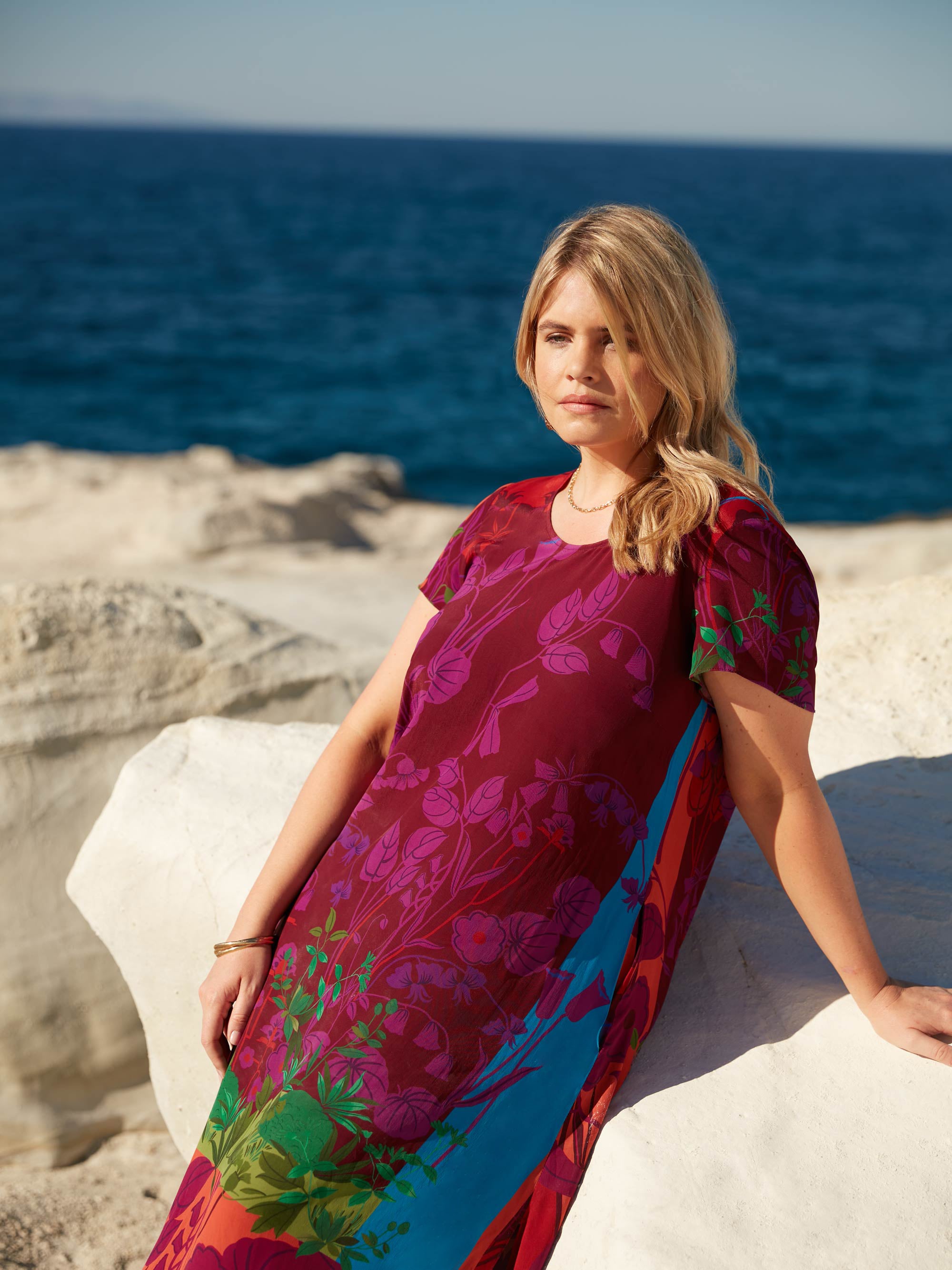 Multi Scarf Print Hanky Hem Midi T-Shirt Dress Multi Scarf Print Hanky Hem Midi T-Shirt Dress
