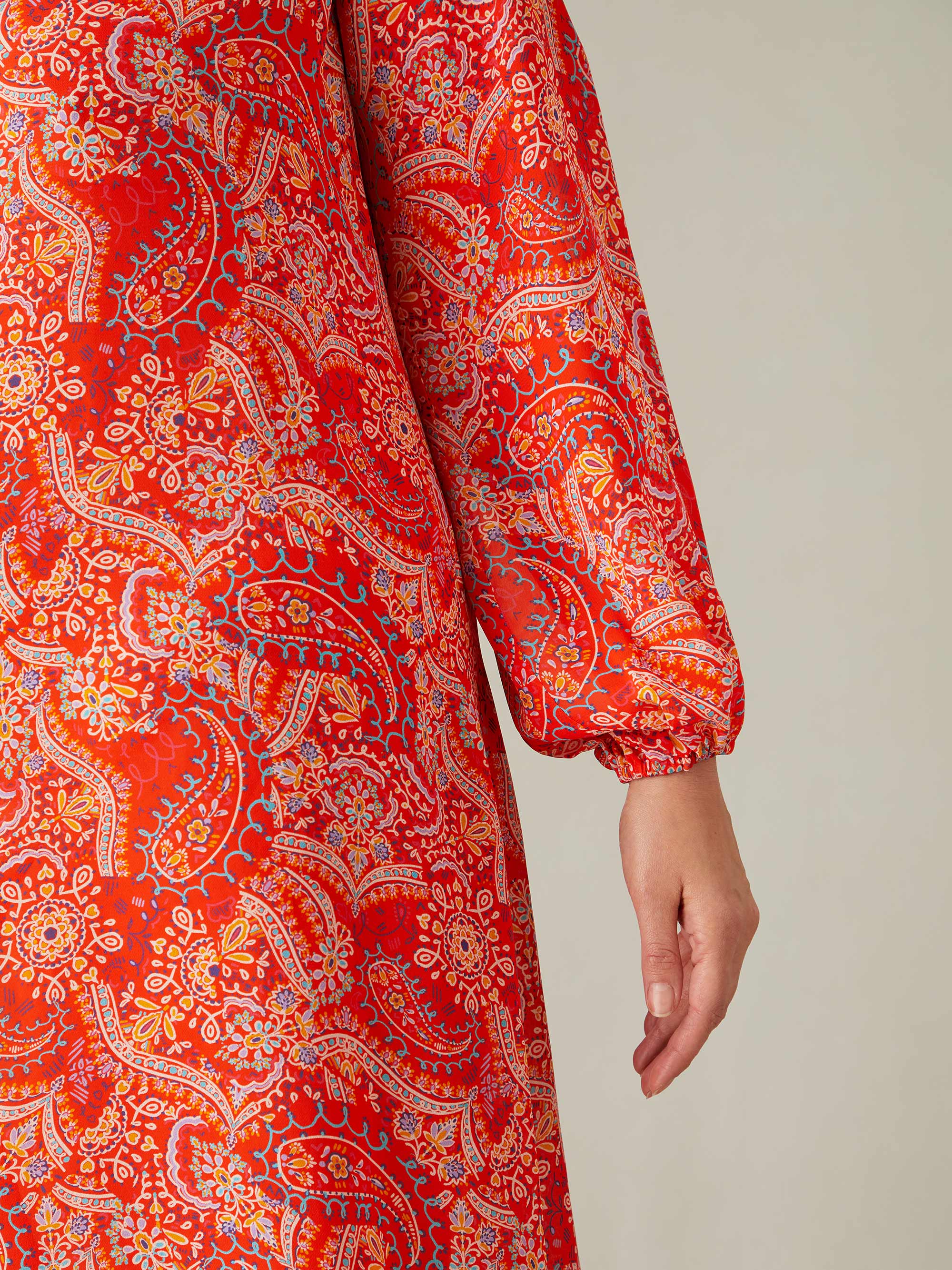 Red Paisley Boho Maxi Dress