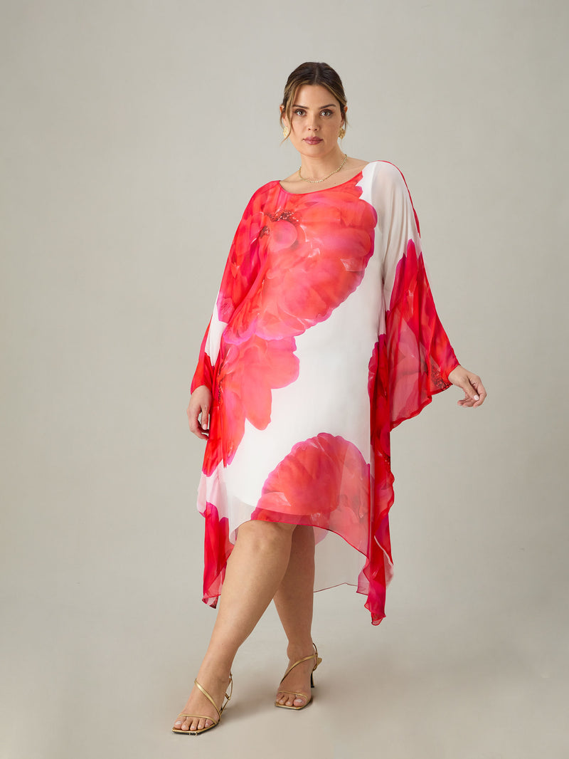 Red Floral Maxi Kaftan Dress